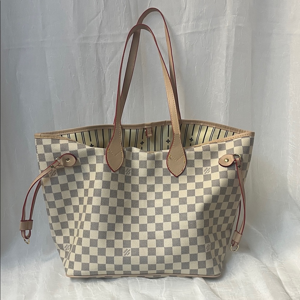 Louis Vuitton Damier Azur Tote with Tan Accents